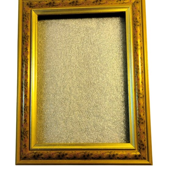 Frame Rectangle Gold Pink Floral Standing Wall Mount 5x7 Photo Elegant Regency - Picture 3 of 6